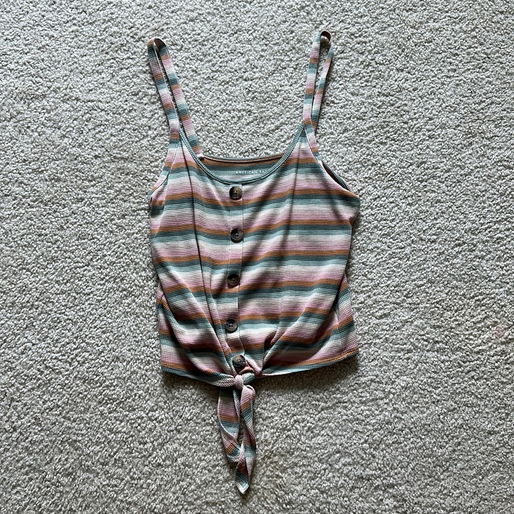 STRIPED BUTTON UP TANK TOP